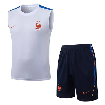 Completino Canottiera Francia 26/27 Uomo Bianco/Blu Navy | Kit Allenamento - CalcioVivo