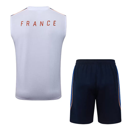 Completino Canottiera Francia 26/27 Uomo Bianco/Blu Navy | Kit Allenamento - CalcioVivo