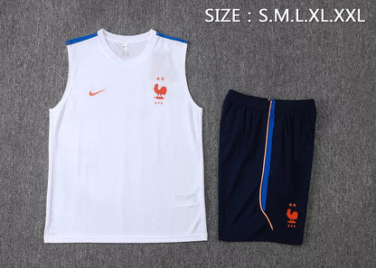 Completino Canottiera Francia 26/27 Uomo Bianco/Blu Navy | Kit Allenamento - CalcioVivo