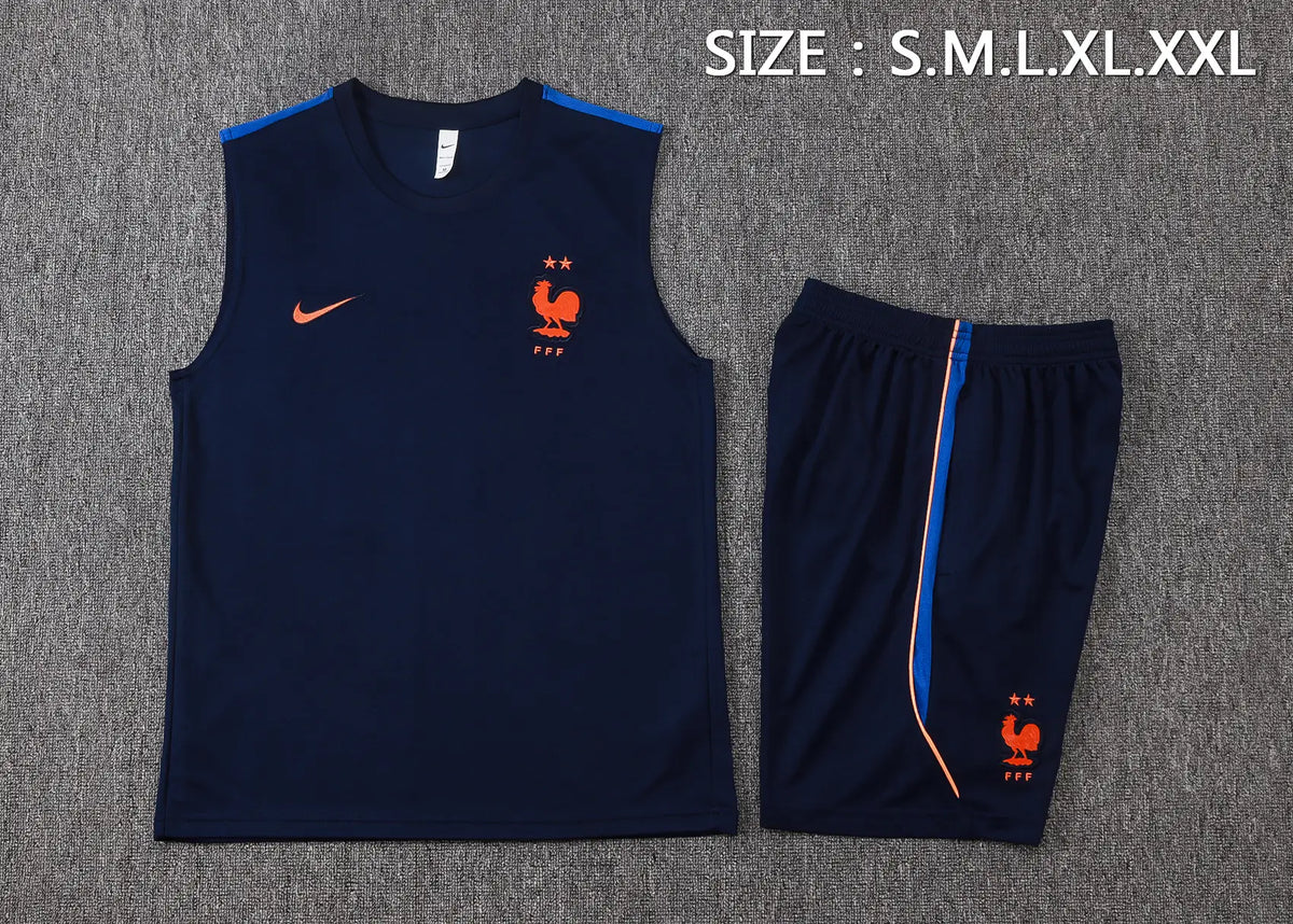 Completino Canottiera Francia 26/27 Uomo Blu Navy | Kit Allenamento - CalcioVivo