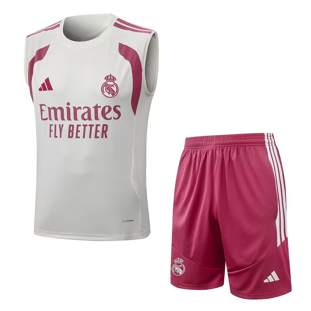 Completino Canottiera Real Madrid 26/27 Uomo Bianco e Rosa | Kit Allenamento - CalcioVivo