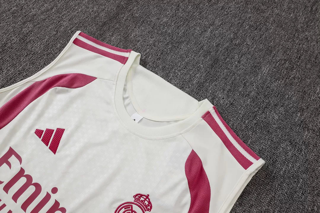 Completino Canottiera Real Madrid 26/27 Uomo Bianco e Rosa | Kit Allenamento - CalcioVivo
