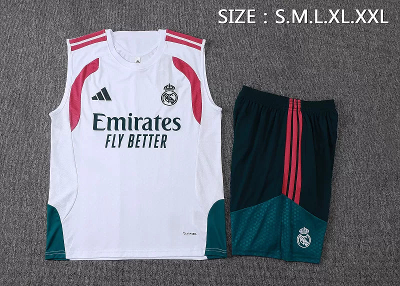 Completino Canottiera Real Madrid 26/27 Uomo Bianco | Kit Allenamento