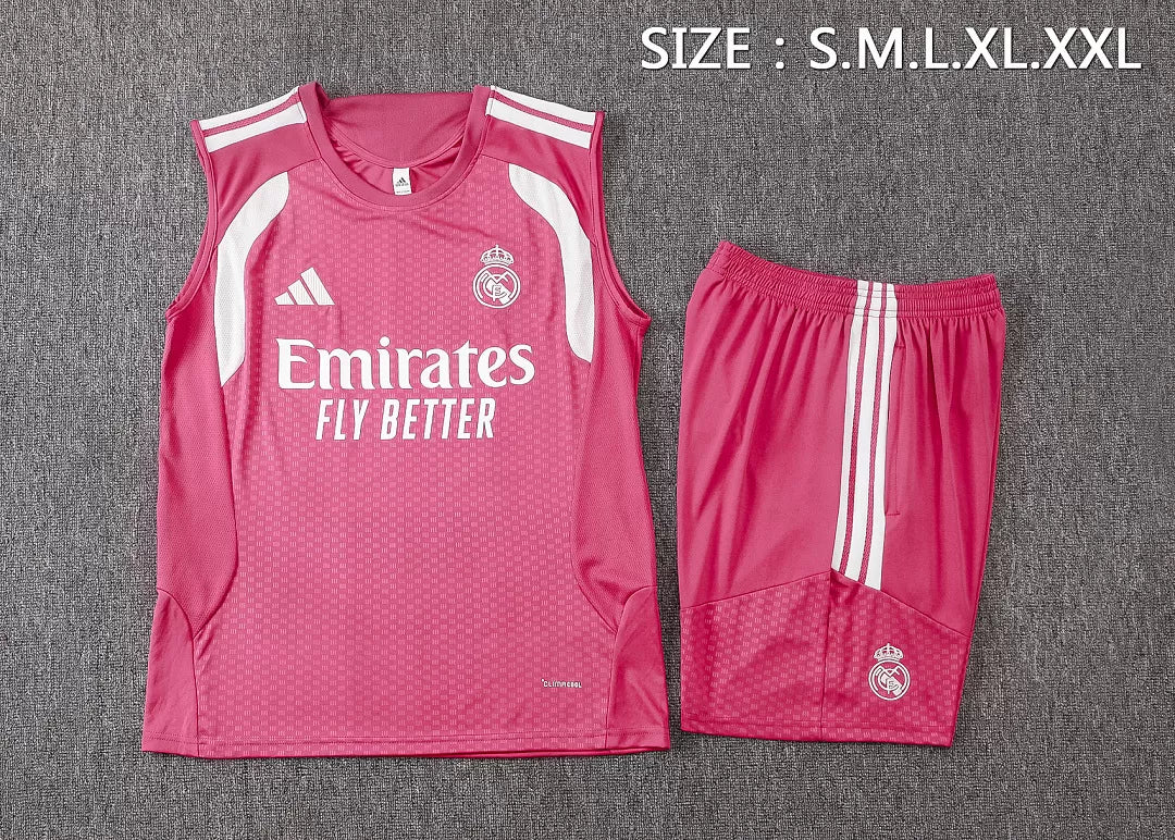 Completino Canottiera Real Madrid 26/27 Uomo Rosa | Kit Allenamento - CalcioVivo