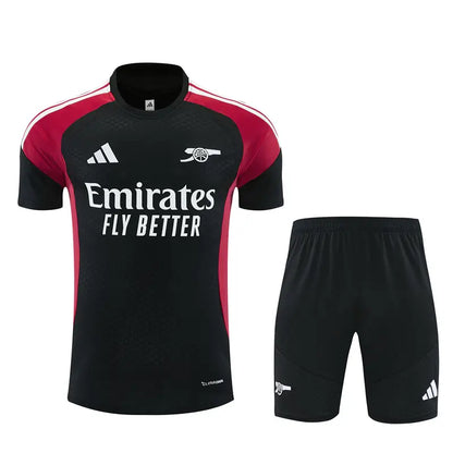 Completino Manica Corta Arsenal 26/27 Uomo Nero con inserti Fucsia | Kit Allenamento - CalcioVivo