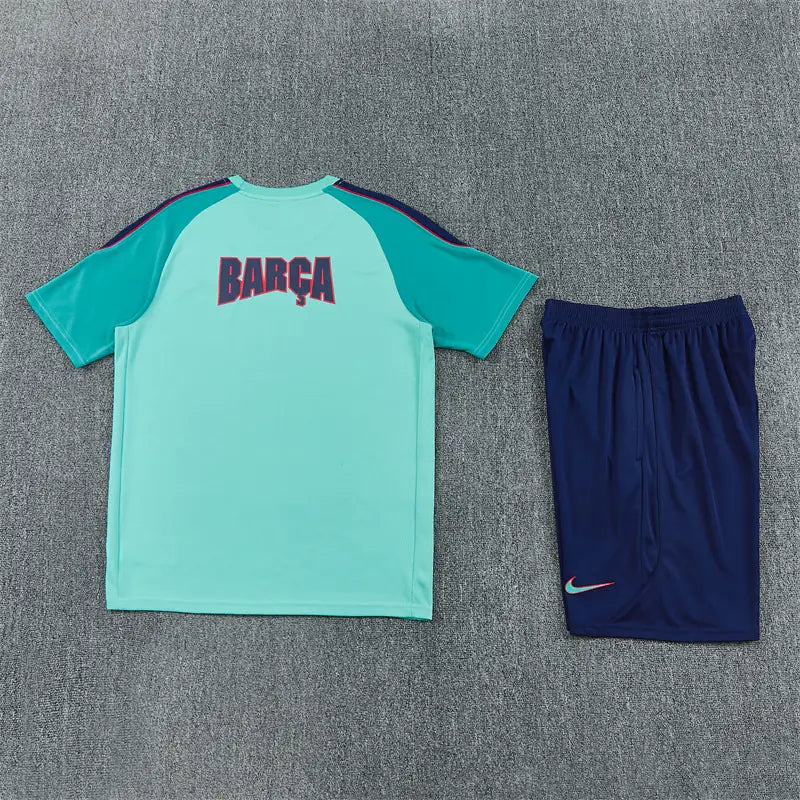 Completino Manica Corta Barcelona 26/27 Uomo Verde Acqua | Kit Allenamento - CalcioVivo