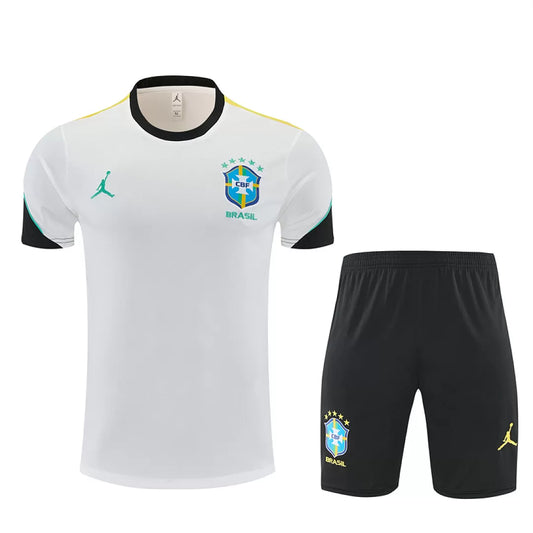 Completino Manica Corta Brasile 2026 Uomo Bianco | Kit Allenamento