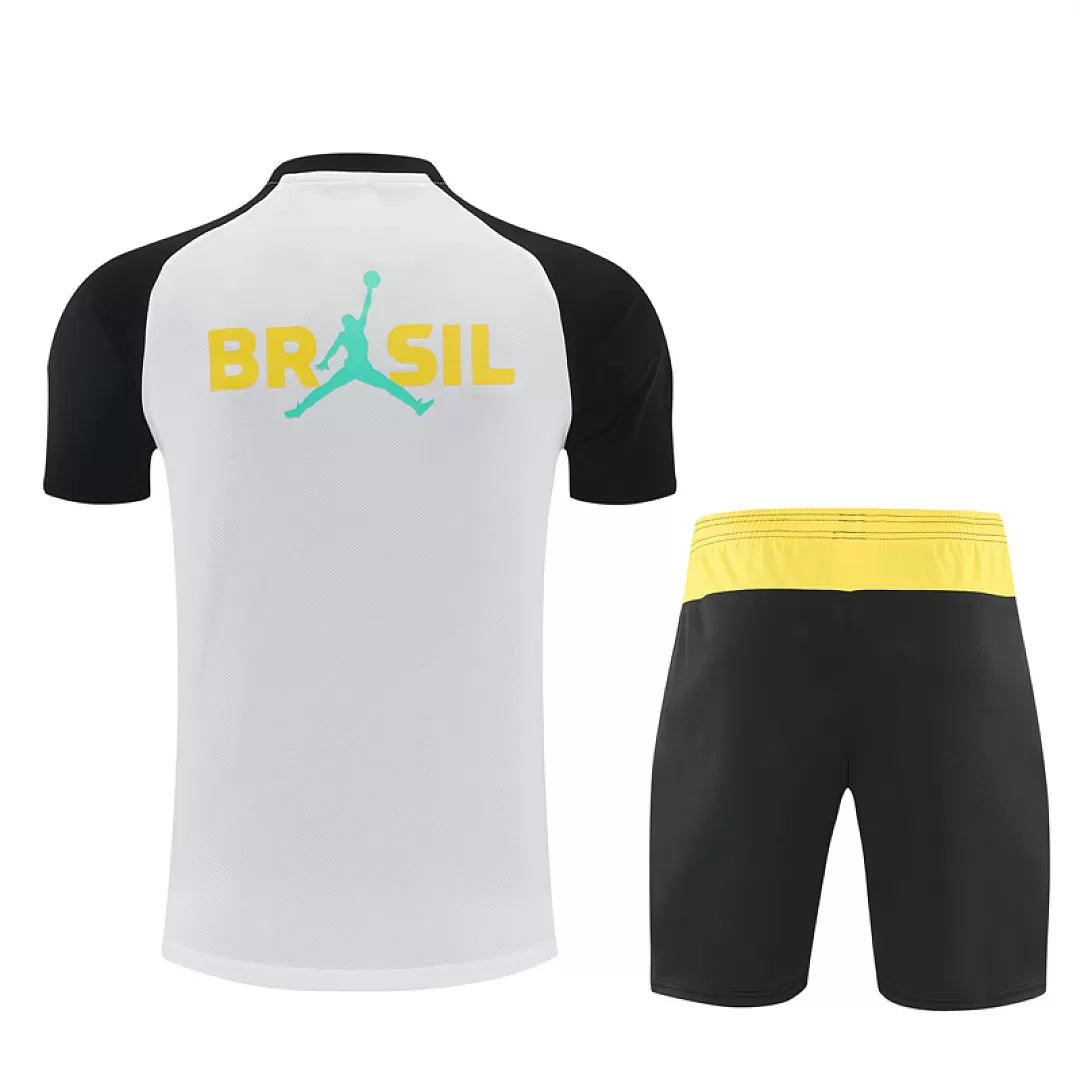 Completino Manica Corta Brasile 2026 Uomo Bianco | Kit Allenamento