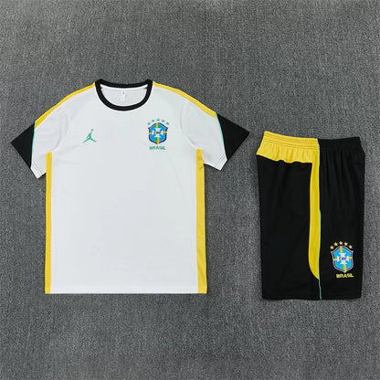 Completino Manica Corta Brasile 2026 Uomo Bianco | Kit Allenamento