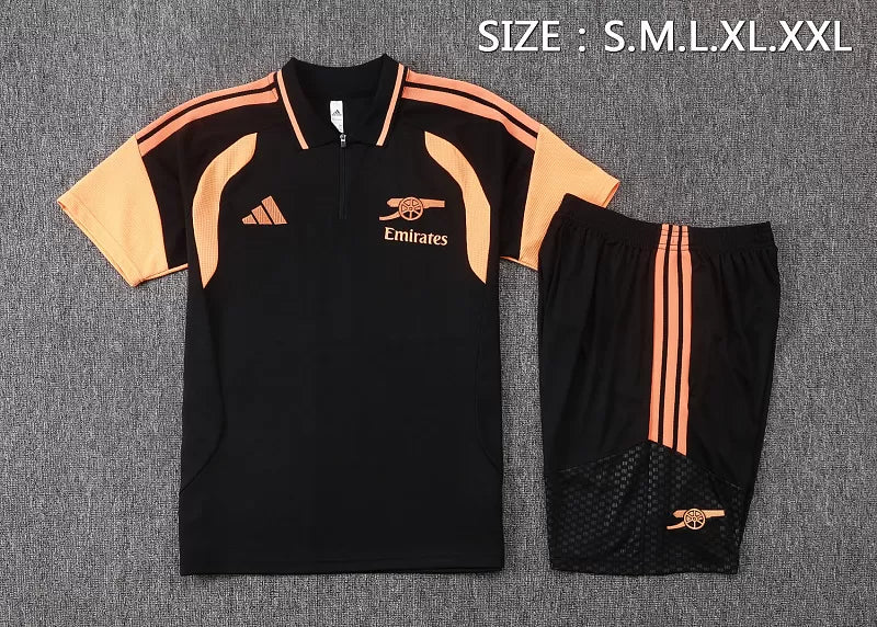 Completino Polo Arsenal 26/27 Uomo Nero/Arancione | Kit Allenamento - CalcioVivo