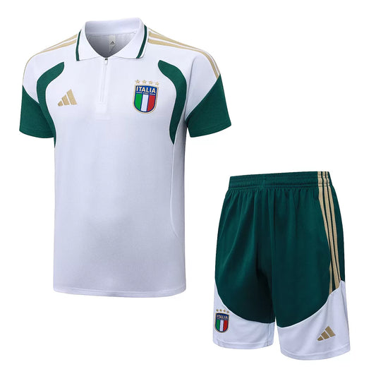 Completino Polo Italia 2026 Uomo Bianco/Verde | Kit Allenamento - CalcioVivo