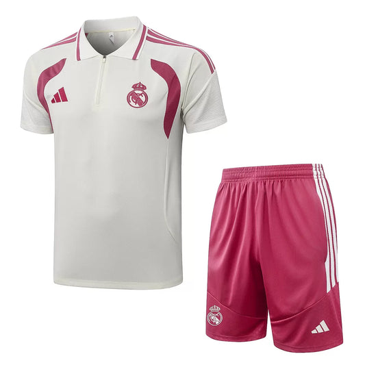 Completino Polo Real Madrid 26/27 Uomo Bianco e Rosa | Kit Allenamento - CalcioVivo