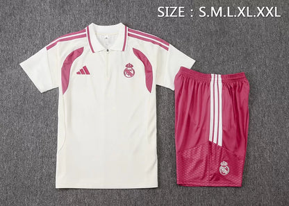 Completino Polo Real Madrid 26/27 Uomo Bianco e Rosa | Kit Allenamento - CalcioVivo