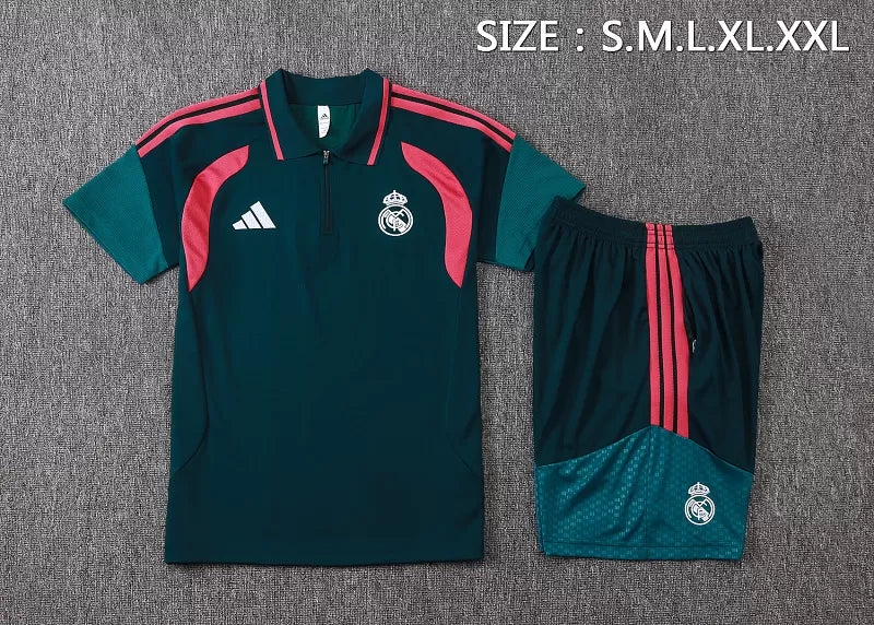 Completino Polo Real Madrid 26/27 Uomo Verde Petrolio | Kit Allenamento - CalcioVivo