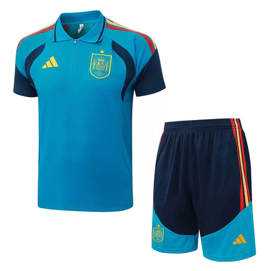 Completino Polo Spagna 2026 Uomo Azzurro | Kit Allenamento - CalcioVivo
