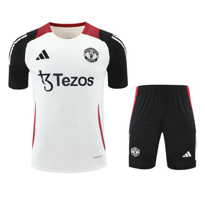 Manchester United White/Black Training Shirt + Shorts Kit 25/26