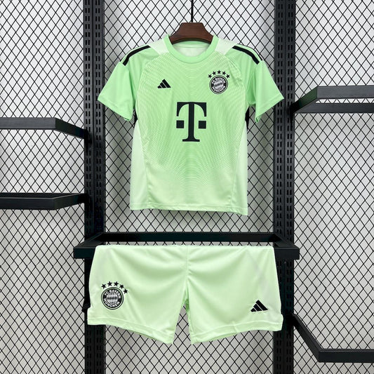 Bayern Munich 2025-26 Green Goalkeeper Kids Kit