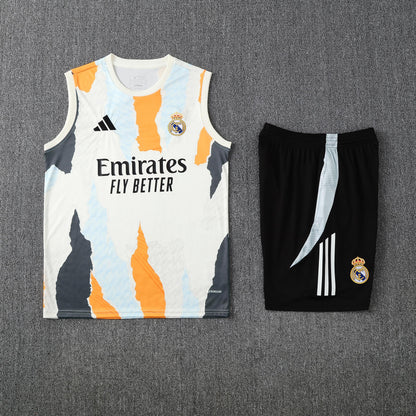 Tank Top + Shorts Kit Real Madrid White/Black/Orange Training 25/26