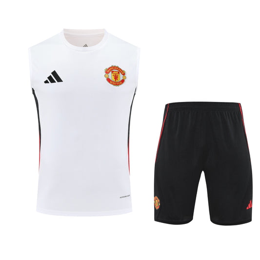 Kit Tank Top + Shorts Manchester United Training White 25/26