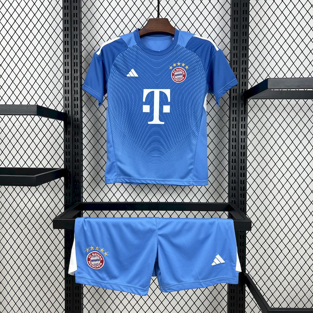 Bayern Munich 2025-26 Blue Goalkeeper Kids Kit