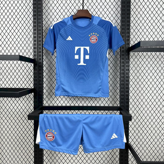 Bayern Munich 2025-26 Blue Goalkeeper Kids Kit