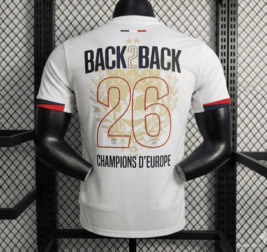 Maglia PSG Away 25/26 Champions d'Europe Bianca | Maglia da Calcio