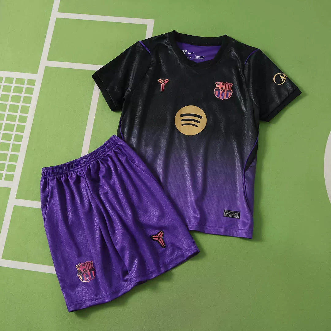 Kit Bambino Barcelona Away 26/27 Nero e Viola | Kit da Calcio - CalcioVivo