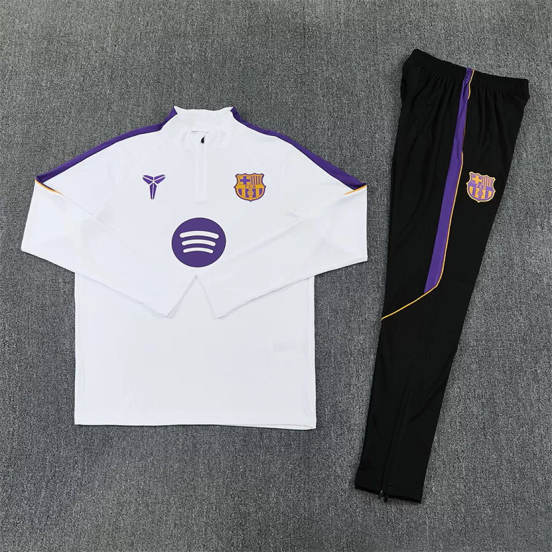 Tuta Barcelona 26/27 Uomo Bianco e Nero | Tuta da Calcio - CalcioVivo