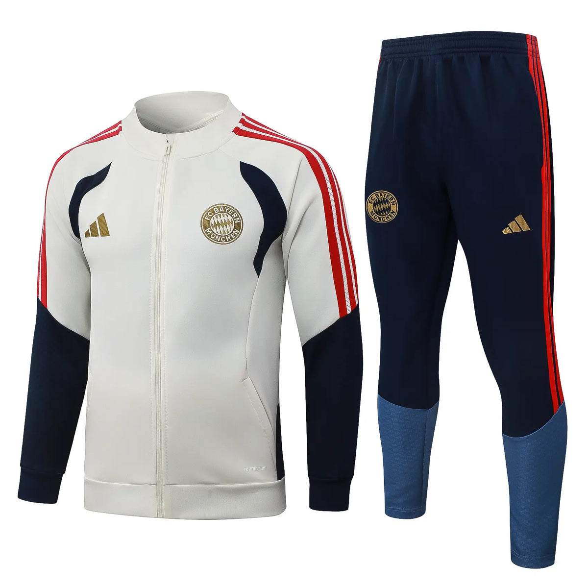 Tuta Full-zip Bayern Munich 26/27 Uomo Bianco e Blu Navy | Tuta da Calcio - CalcioVivo