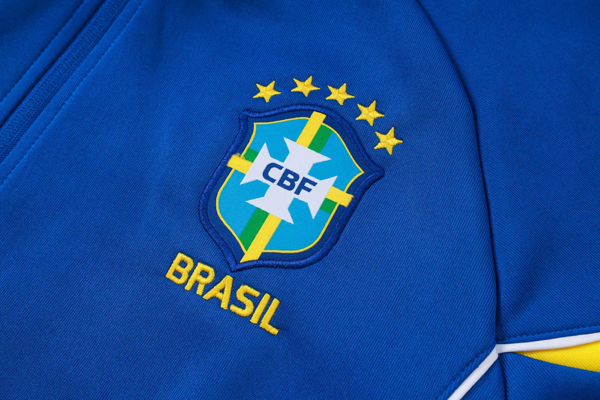 Tuta Full-zip Brasile 26/27 Uomo Blu Reale con inserti Gialli | Tuta da Calcio - CalcioVivo