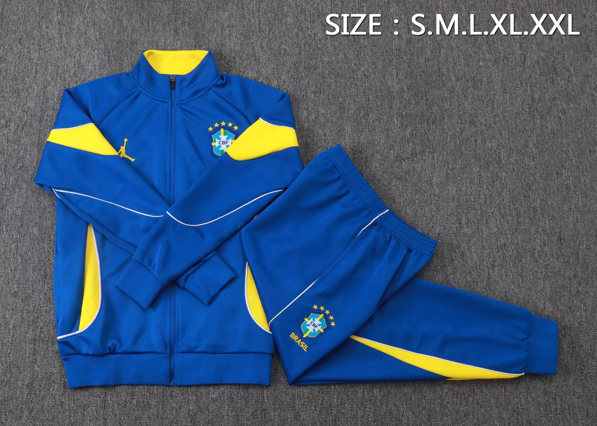 Tuta Full-zip Brasile 26/27 Uomo Blu Reale con inserti Gialli | Tuta da Calcio - CalcioVivo