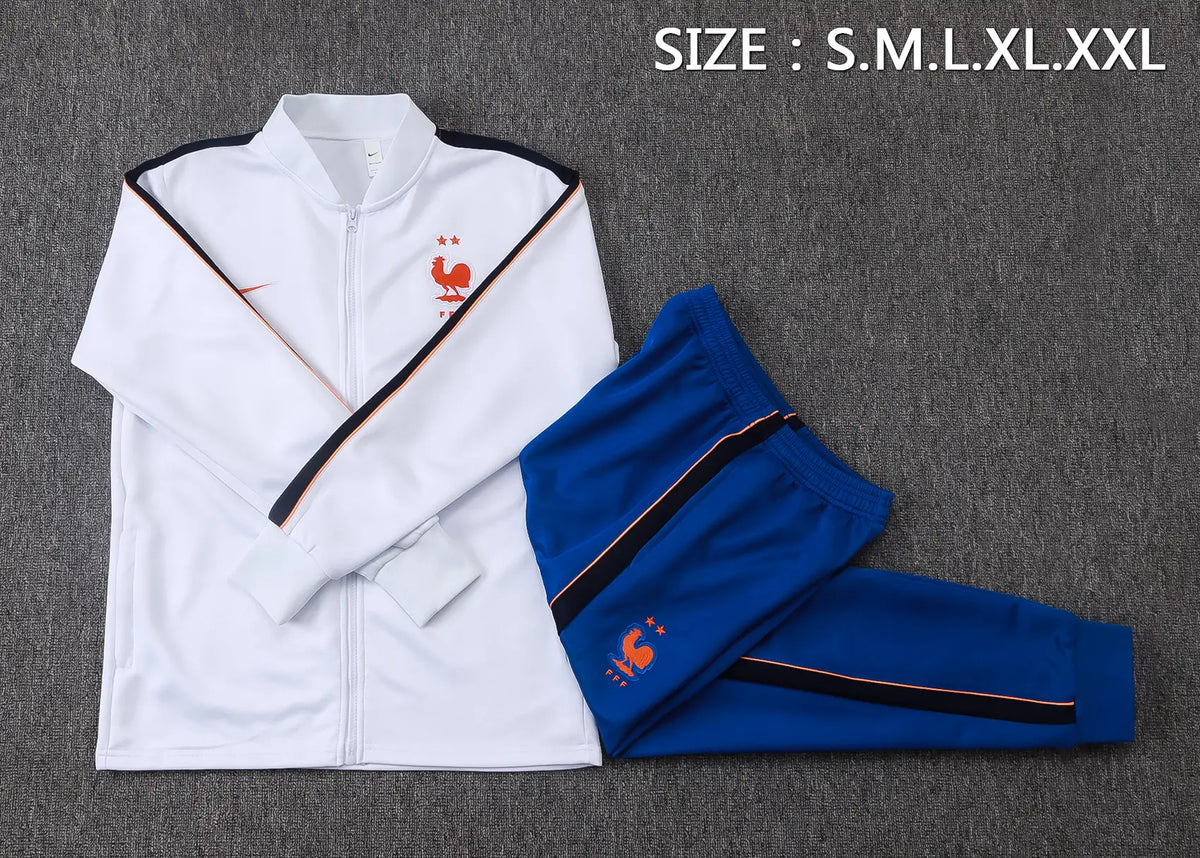 Tuta Full-zip Francia 26/27 Uomo Bianco e Blu | Tuta da Calcio - CalcioVivo