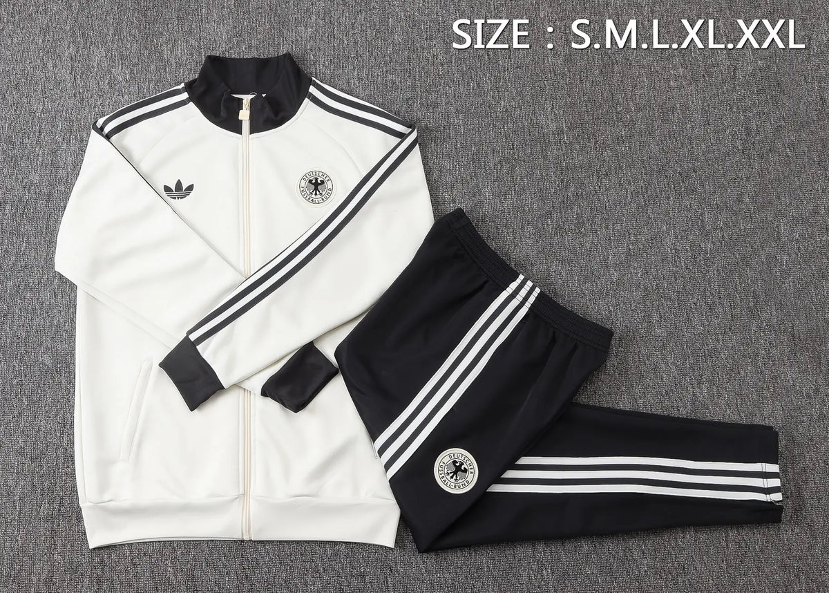 Tuta Full-zip Germania 26/27 Uomo Bianco e Nero | Tuta da Calcio - CalcioVivo
