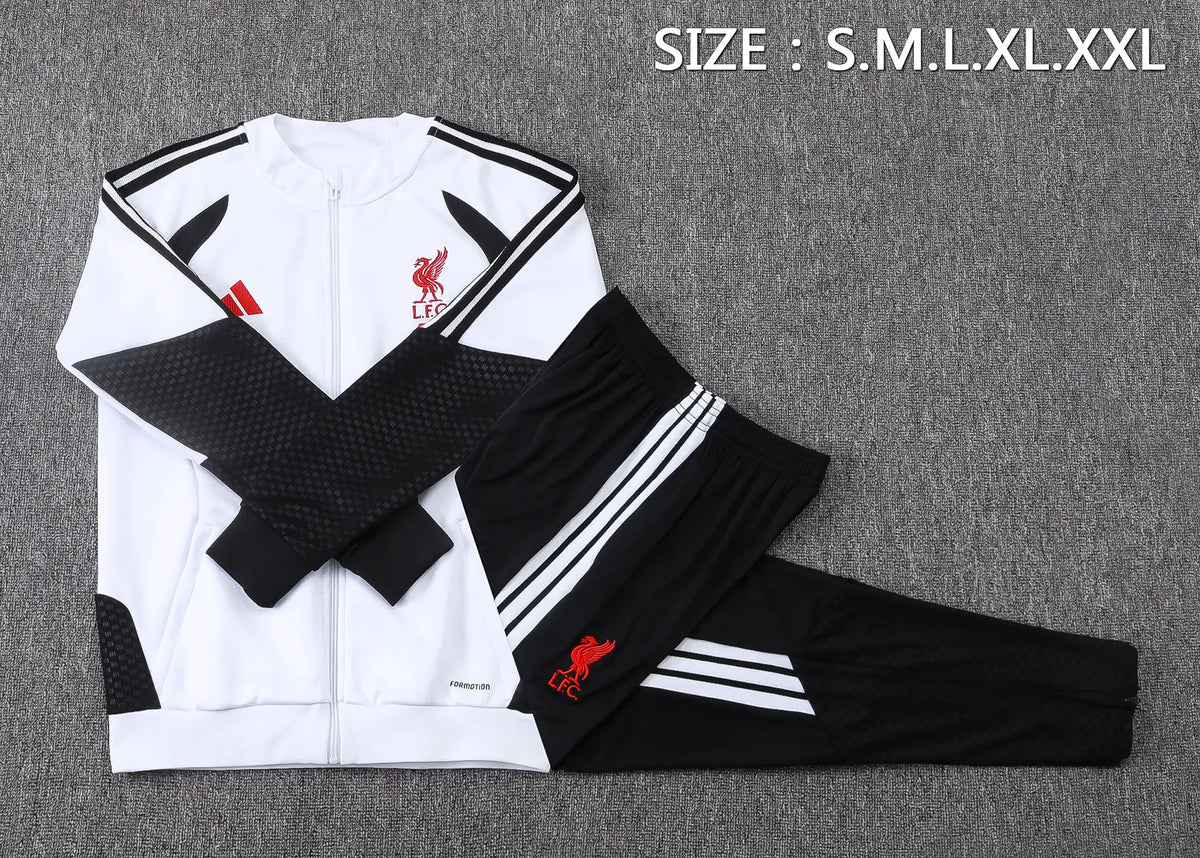 Tuta Full-zip Liverpool 26/27 Uomo Bianco e Nero | Tuta da Calcio - CalcioVivo