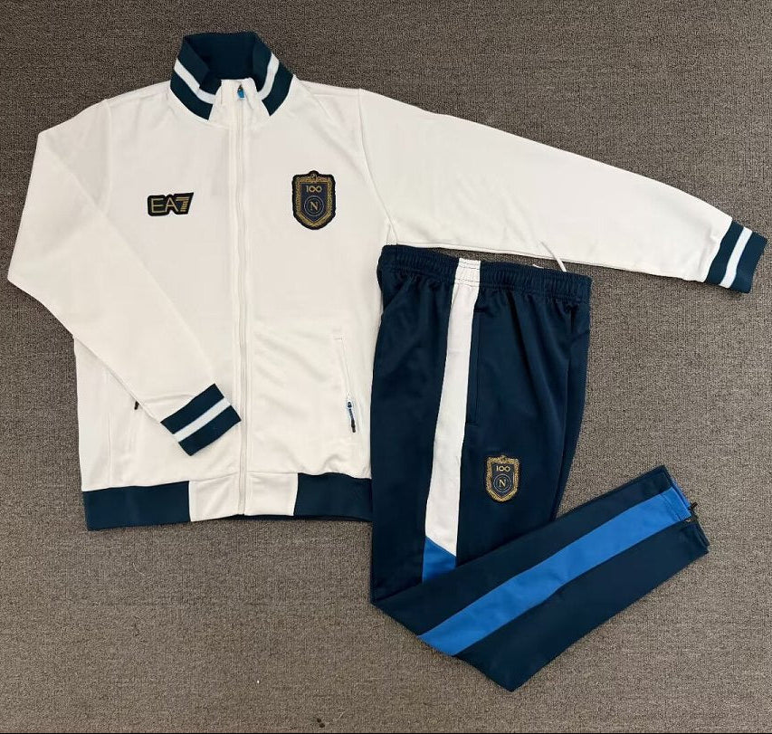 Tuta Full-zip Napoli 26/27 Uomo Bianco e Blu Navy | Tuta da Calcio - CalcioVivo