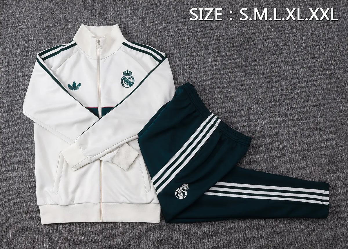 Tuta Full-zip Real Madrid 26/27 Nero Uomo Bianco e Verde | Tuta da Calcio - CalcioVivo