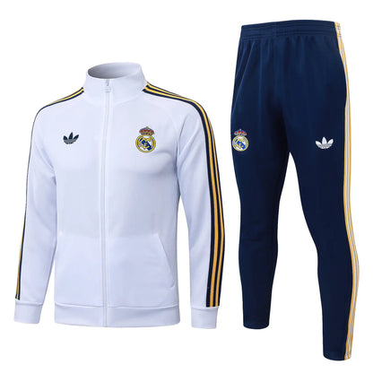 Tuta Full-zip Real Madrid 26/27 Uomo Bianco e Blu Navy | Tuta da Calcio - CalcioVivo