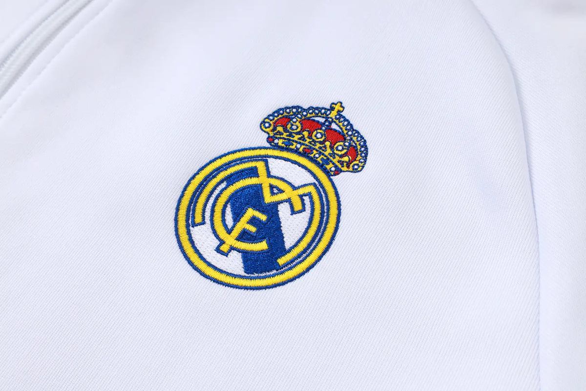 Tuta Full-zip Real Madrid 26/27 Uomo Bianco e Blu Navy | Tuta da Calcio - CalcioVivo