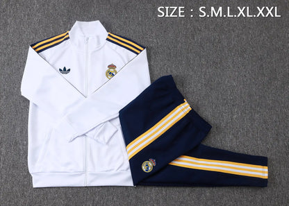 Tuta Full-zip Real Madrid 26/27 Uomo Bianco e Blu Navy | Tuta da Calcio - CalcioVivo