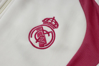 Tuta Full-zip Real Madrid 26/27 Uomo Bianco e Rosa | Tuta da Calcio - CalcioVivo