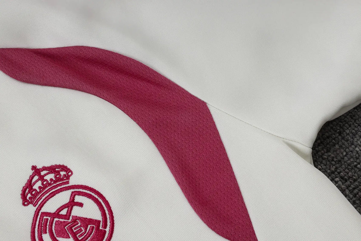 Tuta Full-zip Real Madrid 26/27 Uomo Bianco e Rosa | Tuta da Calcio - CalcioVivo
