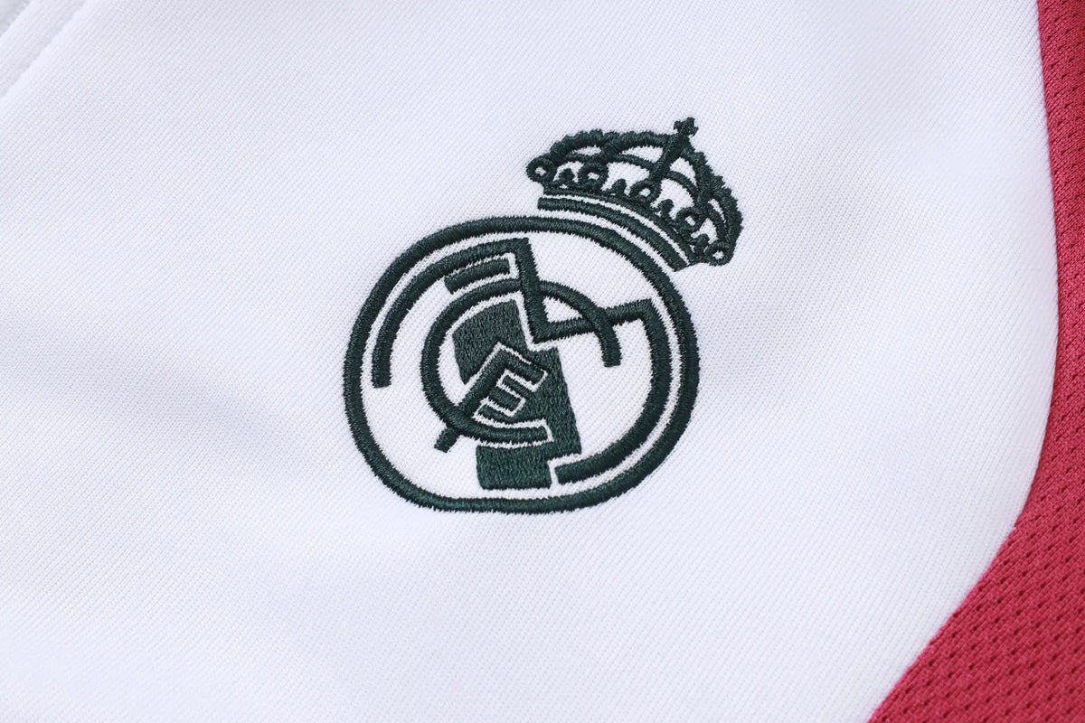 Tuta Full-zip Real Madrid 26/27 Uomo Bianco e Verde Petrolio | Tuta da Calcio - CalcioVivo