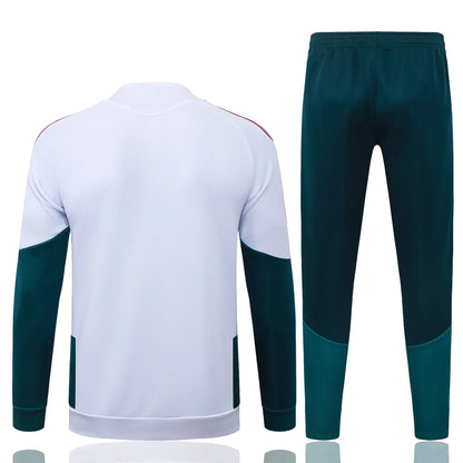 Tuta Full-zip Real Madrid 26/27 Uomo Bianco e Verde Petrolio | Tuta da Calcio - CalcioVivo
