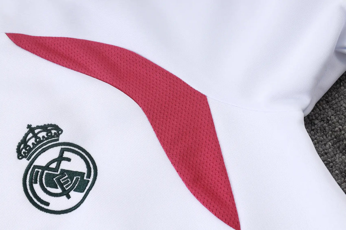 Tuta Full-zip Real Madrid 26/27 Uomo Bianco e Verde Petrolio | Tuta da Calcio - CalcioVivo