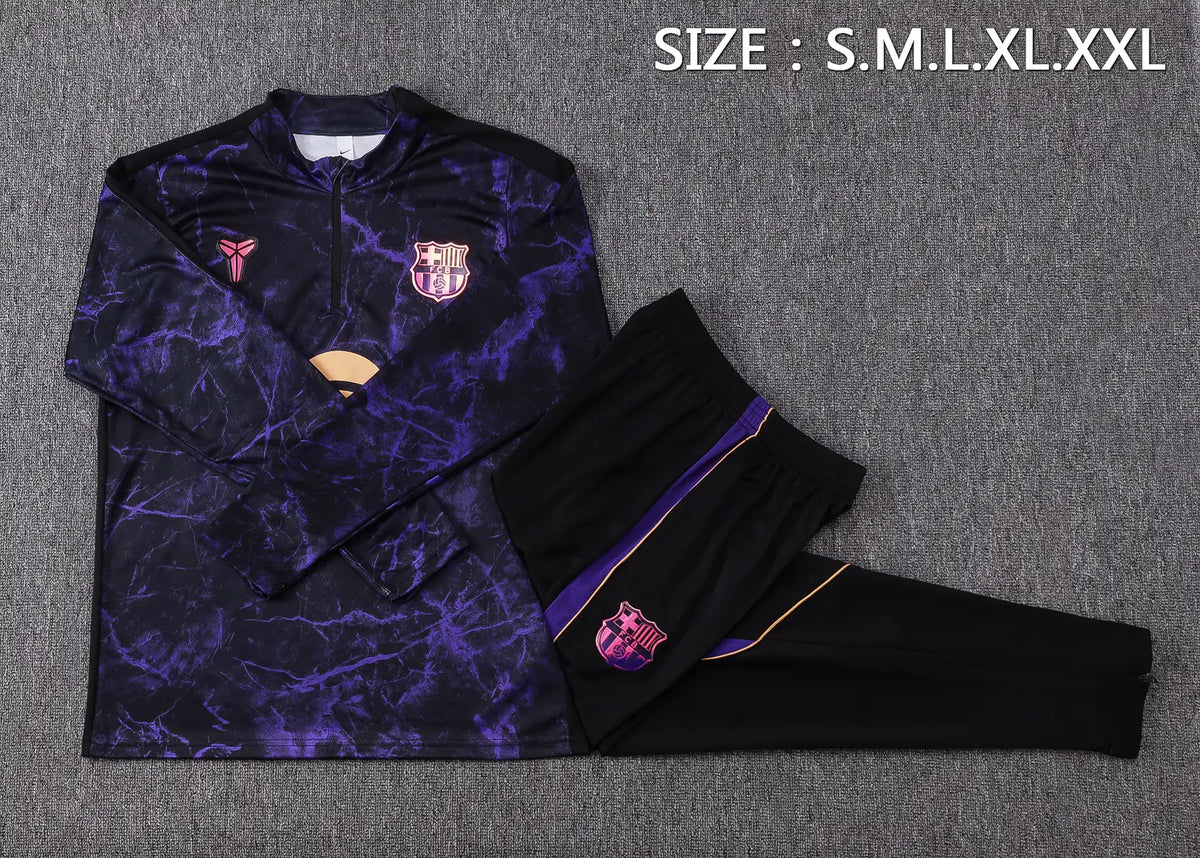 Tuta Half-zip Barcelona 26/27 Uomo Nero/Viola | Tuta da Calcio - CalcioVivo