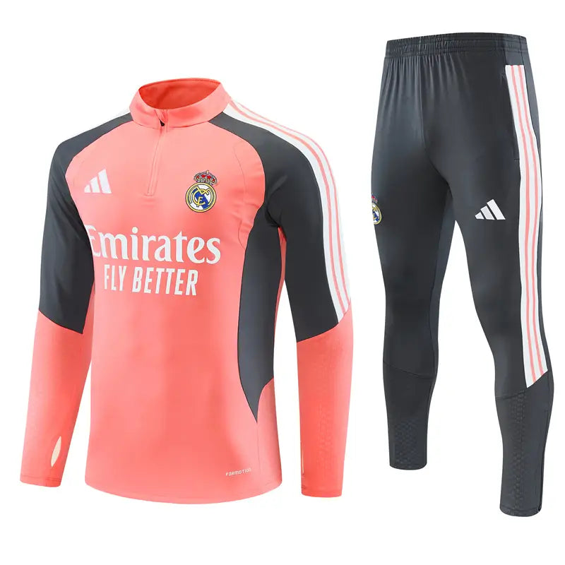 Tuta Half-zip Real Madrid 26/27 Uomo Rosa Corallo | Tuta da Calcio - CalcioVivo